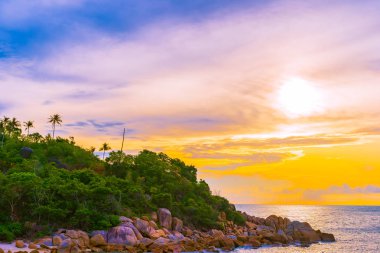 Samui Adası etrafında güzel açık tropikal plaj deniz ile Co