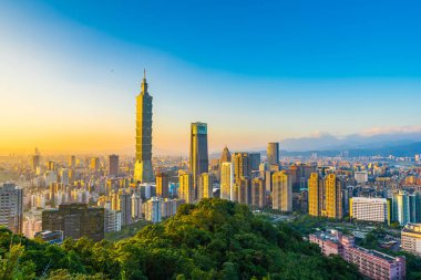 Güzel manzara ve cityscape taipei 101 bina ve ark