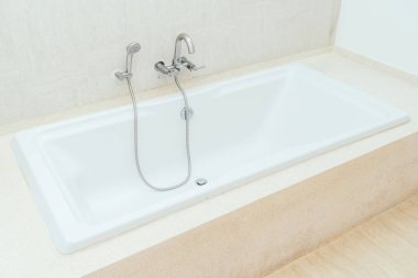 Güzel lüks beyaz küvet banyo dekorasyon iç