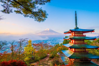 Dağ fuji chureito pagoda ile güzel manzara