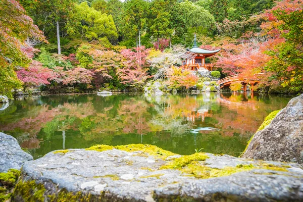 Krásný Daigoji chrám s barevnými stromu a listí v podzimním s — Stock fotografie