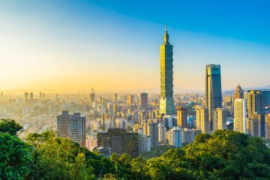 Güzel manzara ve cityscape taipei 101 bina ve ark