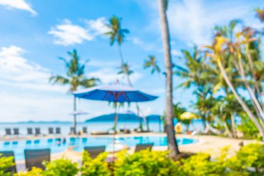 Lüks hote soyut bulanıklık ve defokus açık yüzme havuzu