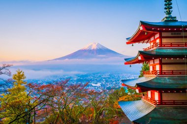 Dağ fuji chureito pagoda ile güzel manzara