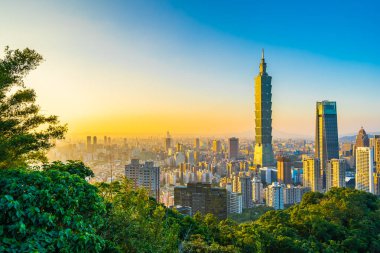 Güzel manzara ve cityscape taipei 101 bina ve ark