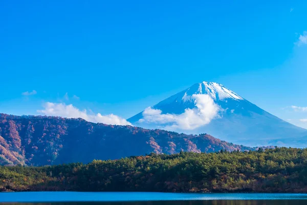 Hermoso paisaje de montaña fuji con árbol de hoja de arce alrededor — Foto de Stock