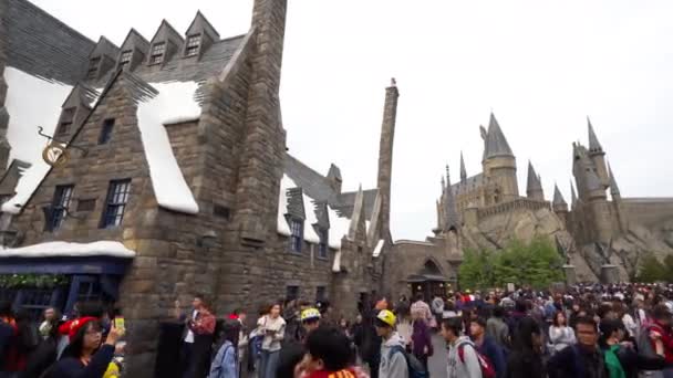 Osaka Japan Dezember 2015 Hogwarts School Witchcraft Castle Und Wizardry — Stockvideo