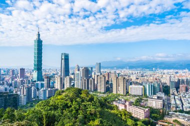 Güzel manzara ve cityscape taipei 101 bina ve ark