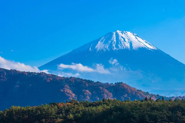 Beautiful landscape of mountain fuji with maple leaf tree around — Stock Photo, Image