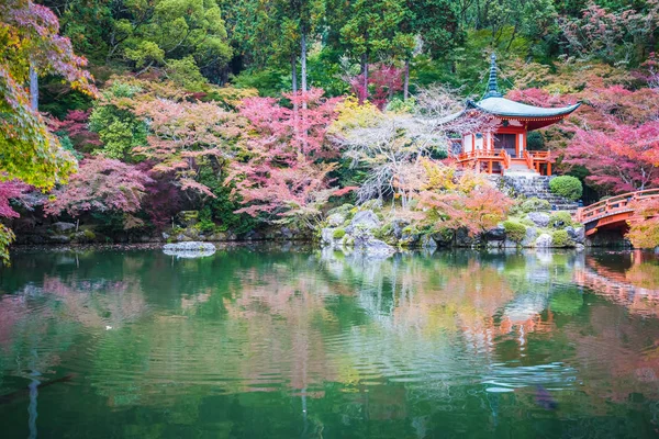 Όμορφη Daigoji ναό με πολύχρωμο δέντρο και φύλλα το φθινόπωρο s — Φωτογραφία Αρχείου