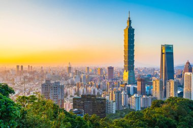 Güzel manzara ve cityscape taipei 101 bina ve ark