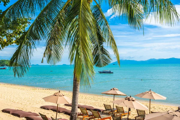 美丽的热带海滩海洋和海洋与椰子树 — 图库照片