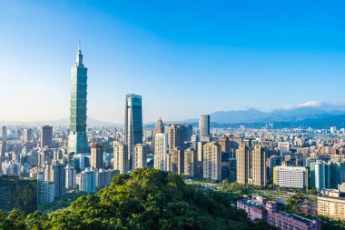 Güzel manzara ve cityscape taipei 101 bina ve ark