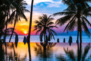 Yüzme havuzu güzel açık tropikal doğa manzara 