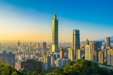 Güzel manzara ve cityscape taipei 101 bina ve ark