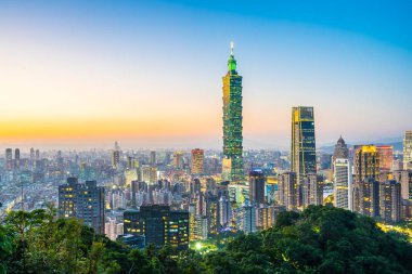 Güzel manzara ve cityscape taipei 101 bina ve ark