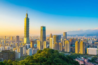 Güzel manzara ve cityscape taipei 101 bina ve ark