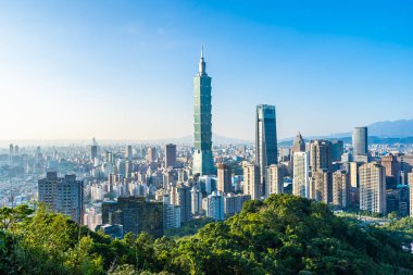 Güzel manzara ve cityscape taipei 101 bina ve ark