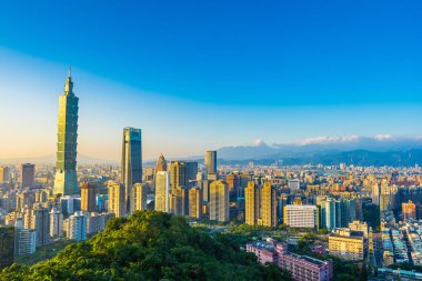 Güzel manzara ve cityscape taipei 101 bina ve ark