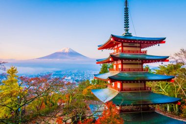 Dağ fuji chureito pagoda ile güzel manzara
