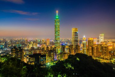 Güzel manzara ve cityscape taipei 101 bina ve ark