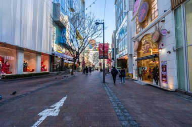 Seoul, Güney Kore 10 Aralık 2018: Myeong dong pazarı 
