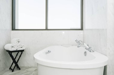 Güzel lüks beyaz küvet banyo iç dekorasyonda