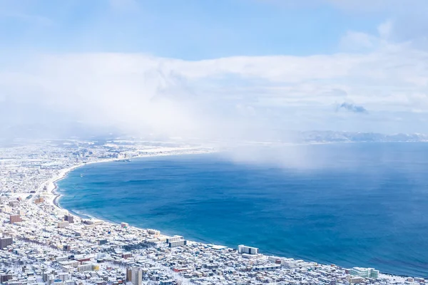 Vackra landskapet och stadsbilden från Mountain Hakodate för loo — Stockfoto