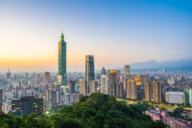 Güzel manzara ve cityscape taipei 101 bina ve ark