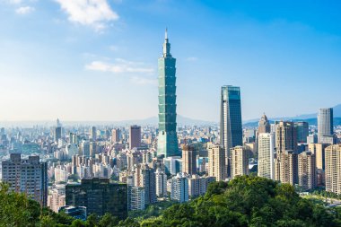 Güzel manzara ve cityscape taipei 101 bina ve ark