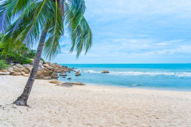 Samui Adası etrafında güzel açık tropikal plaj deniz ile Co