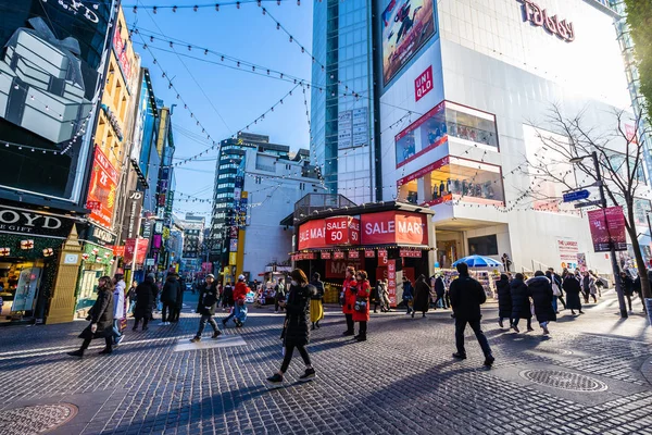 Seoul, Sydkorea 10 December 2018: Myeong dong-marknaden är det — Stockfoto