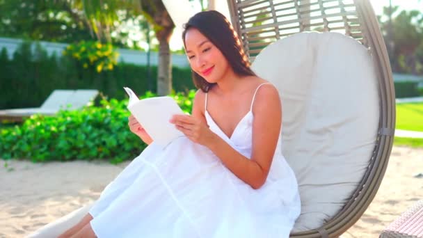 Séquences Belle Femme Asiatique Sur Bord Mer Pendant Les Vacances — Video