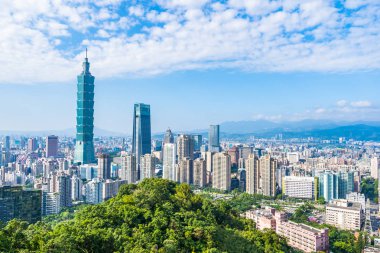 Güzel manzara ve cityscape taipei 101 bina ve ark