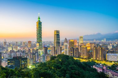 Güzel manzara ve cityscape taipei 101 bina ve ark