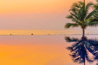 Swimmi etrafında hindistan cevizi palmiye ağacı ile güzel manzara açık