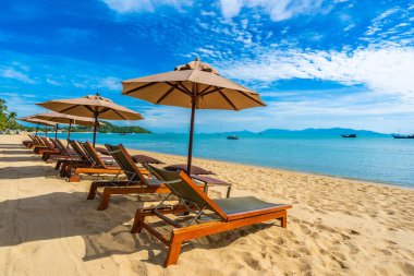 Hindistan cevizi palmiye ağacı ile güzel tropikal plaj deniz ve okyanus bir