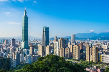 Güzel manzara ve cityscape taipei 101 bina ve ark