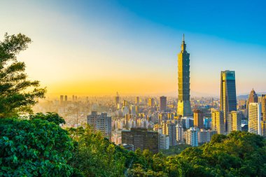 Güzel manzara ve cityscape taipei 101 bina ve ark