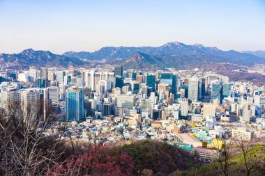 Güzel manzara ve Seoul city cityscape