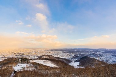 Moiwa dağın etrafından kar wint ağacında ile güzel manzara
