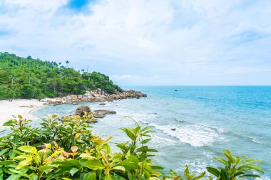 Samui Adası etrafında güzel açık tropikal plaj deniz ile Co
