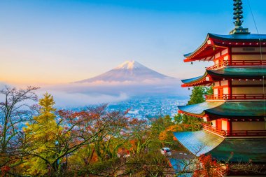 Dağ fuji chureito pagoda ile güzel manzara