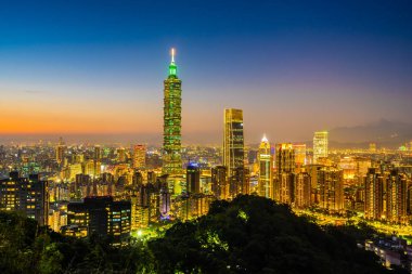 Güzel manzara ve cityscape taipei 101 bina ve ark