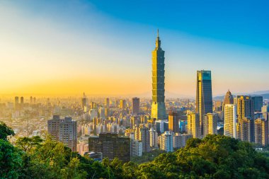 Güzel manzara ve cityscape taipei 101 bina ve ark