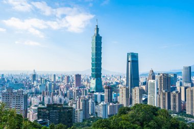 Güzel manzara ve cityscape taipei 101 bina ve ark