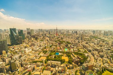 Tokyo Kulesi ile Tokyo şehir bina güzel mimari