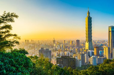 Güzel manzara ve cityscape taipei 101 bina ve ark