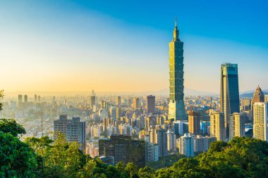 Güzel manzara ve cityscape taipei 101 bina ve ark