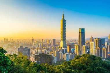 Güzel manzara ve cityscape taipei 101 bina ve ark